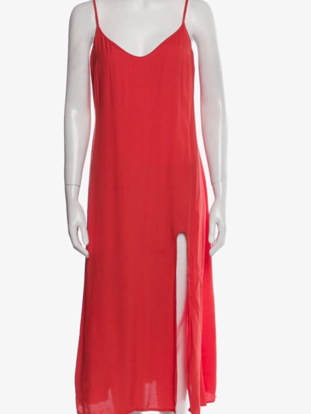 Reformation Orange/Red Slip Dress with Slit